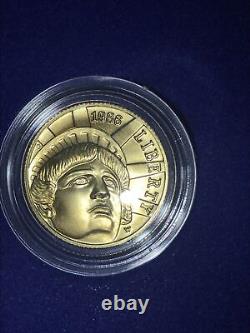 1986 Statue de la Liberté Ellis Island Preuve et UNC 6 Ensemble de pièces en argent et en or, COA