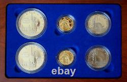 1986 Us Liberty Commemorative 6 Coin Set Silver/gold Proof/bu Ogp Withbox & Coa