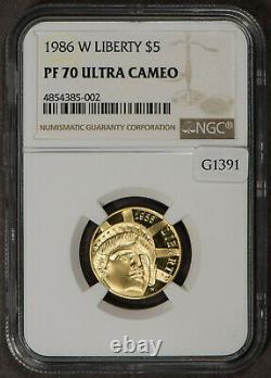 1986 W $ 5 Gold Commemorative Liberty Proof Coin Ngc Pf 70 Uc Sku-g1391