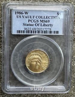 1986-W 5 $ US VAULT COLLECTIONS Or STATUE DE LA LIBERTÉ PCGS MS69 1986-W 5 $ US VAULT COLLECTIONS Or STATUE DE LA LIBERTÉ PCGS MS69