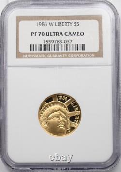 1986-W Or NGC PF70 ULTRA CAMÉO 5 $ Commemorative de la Statue de la Liberté NG2114 comb