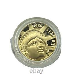 1986-w Gold $5 Commem Statue De Liberty Proof Pièce En Capsule
