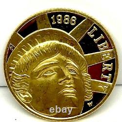 1986-w Us Gold $5 Statue Of Liberty Pièce De Preuve Commémorative