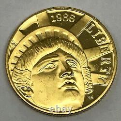 1986-w Us Gold $5 Statue Of Liberty Pièce De Preuve Commémorative