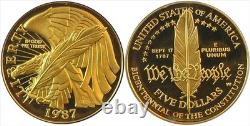 1987 5 $ Or Commemoratif Proof (Constitution). 2418 oz. AGW