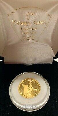 1987 Bugs Bunny 1/4 Troy Oz. 999 Gold Fine Proof Disney 50e Anniversaire Le Coin