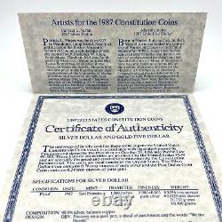 1987 Constitution Des États-unis Four-coin Set 2 Dollars D'argent, 2 Or 5 $ Preuve