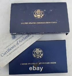 1987 Constitution Gold & Silver 2-coin Proof Set-with Box & Coa-free USA Shipping
