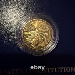 1987 OR U. S. Mint 5 DOLLARS Épreuve Constitution des États-Unis Nous le Peuple Ensemble Complet COA