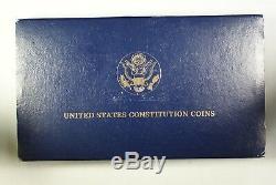 1987 U. S. Mint Constitution 5 $ Preuve D'or Pièce Commémorative Avec La Boîte Et Coa Ogp