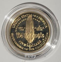 1987 U.s. Or Cinq Dollars (5,00 $) Constitution Coin