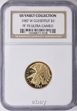 1987-W CONSTITUTION 5 $ en or NGC PF70 Ultra Cameo