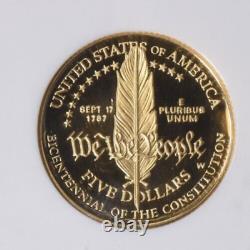 1987-W CONSTITUTION 5 $ en or NGC PF70 Ultra Cameo