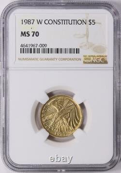 1987-W CONSTITUTION Or $5 COMMÉMORATIF NGC MS70