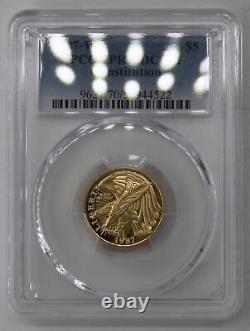 1987-W PR70 DCAM 5$ Or Demi-Aigle Commémoratif de la Constitution FAIBLE POP PCGS