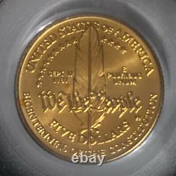 1987-w $5constitution Bicentenaire D'or Commémoratif Ngc Ms70 Perfect Coin