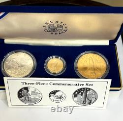 1988 Amérique Dans L'espace Or Argent Bronze 3 Pièces Set Commémoratif