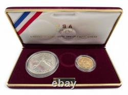 1988 - Ensemble commémoratif de 2 pièces olympiques : 5 $ en or et 1 $ en argent