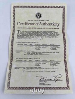 1988 - Ensemble commémoratif de 2 pièces olympiques : 5 $ en or et 1 $ en argent