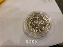 1988 Silver Dollar & Gold Cinq Dollars Us Olympic Two Coin Set, Unc. Avec L'aco