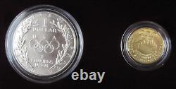 1988 US Mint Jeux Olympiques Pièces Commémoratives UNC. Ensemble de 2 pièces en or de 5 $ et en argent de 1 $.