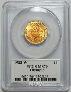 1988 W Gold USA $5 Olympics Mercanti Commemorative Signed Coin Pcgs Mme 70