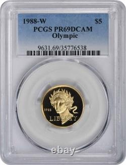 1988-W Olympique 5 $ en Or Cinq Dollars Preuve Commémorative PR69DCAM PCGS