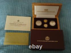 1988-s+w Monnaie américaine de la Mint - Ensemble de la preuve en argent de la torche olympique + pièce en or Liberty de cinq dollars