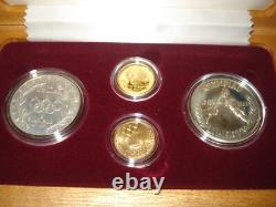1988-s+w Monnaie américaine de la Mint - Ensemble de la preuve en argent de la torche olympique + pièce en or Liberty de cinq dollars