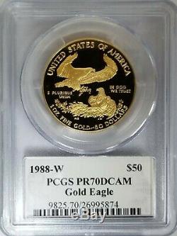 1988-w 50 $ Gold Eagle Pcgs Pr70dcam Philip Diehl