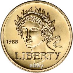1988-w Us Gold $5 Olympic Commemorative Bu Coin In Capsule