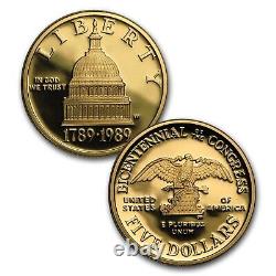 1989 American Congressional Coins Gold & Silver 6-coin Set Proof & Bu Box & Coa
