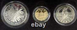 1989 Congrès Bicenténiel 3 Coin Proof Commemorative Set Avec Mint Cas Coa Gold