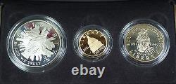 1989 Us Mint Du Congrès Commem 3 Coin Silver & Gold Proof Set Comme Délivré Dgh