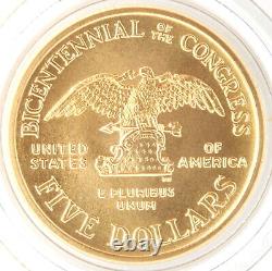 1989 W Congrès Commémoratif $5 Gold Proof Coin Us West Point États-unis