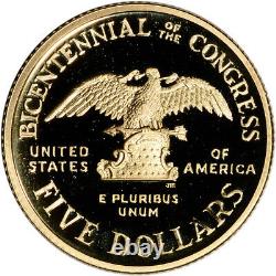 1989-w Us Gold $5 Congressional Commemorative Proof Coin In Capsule (en Capsule)