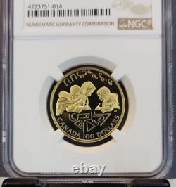 1990 Canada Or 100 $ Alphabetisation NGC PF 70 Ultra Cameo Rareté Perfection