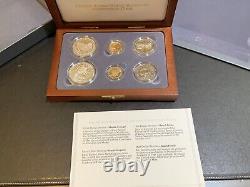 1991 Ensemble de 6 pièces en or et argent commémoratives du 50e anniversaire de Mount Rushmore, en qualité Épreuve et Non circulée.