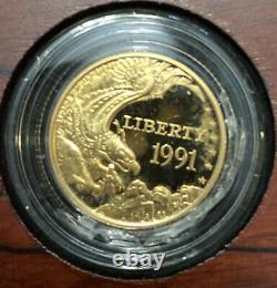 1991 Mont Rushmore Anniversaire Trois Coin Proof Set (avec $5 Gold Coin) W-coa