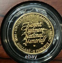 1991 Mont Rushmore Anniversaire Trois Coin Proof Set (avec $5 Gold Coin) W-coa