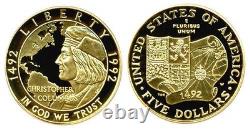1992 5 $ Or Commemoratif (Columbus). 2418 oz. AGW