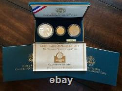 1992 Columbus Quincentenary Commémorative Proof 3-coin (or $5) Set Avec Ogp