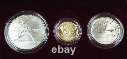1992 Commémoratif Olympique De La Monnaie Américaine 3 Pièces D'argent Et D'or Unc