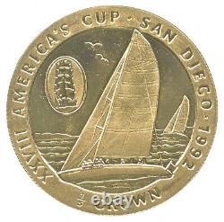 1992 Île de Man 1/5 Couronne Or Commémorative de la Coupe de l'America 0926