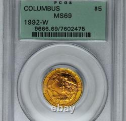 1992-W 5$ OR PCGS MS69 Columbus OGH Ancien Support Vert Demi-Aigle. 2419 oz