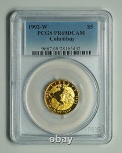 1992-W Columbus PCGS PR69DCAM 5 $ Or Épreuve Commémorative Demi-Aigle, BEAU