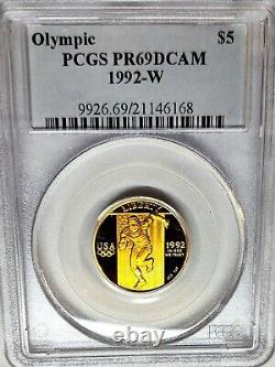 1992-W Olympique $5 Or Commémoratif Cinquante Dollars PCGS PR69 DCAM U.S. Mint