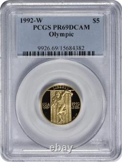 1992-W Olympique 5 $ en Or Preuve Commemorative PR69DCAM PCGS