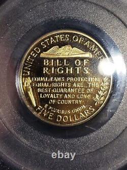1993-W James Madison Billet de 5 dollars en or sur les droits de l'homme PCGS-PR69DCAM Collection US VAULT
