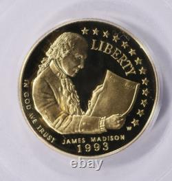 1993-w Madison 5 $ Or Commémoratif Pcgs Pr70dcam